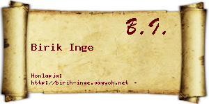 Birik Inge névjegykártya